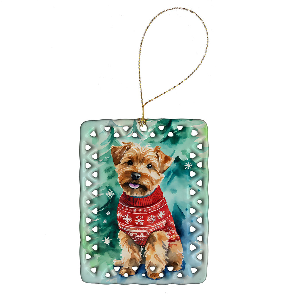 Norfolk Terrier Christmas Porcelain Ornament Christmas Tree Hanging Decorations for Home Christmas Holiday, Rectangle, Gift, Multicolor