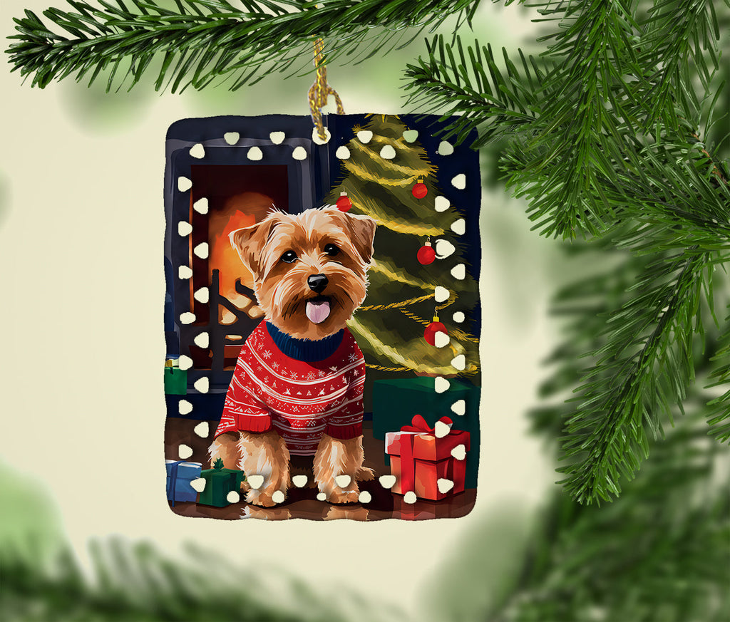 Norfolk Terrier Christmas Porcelain Ornament Christmas Tree Hanging Decorations for Home Christmas Holiday, Rectangle, Gift, Multicolor