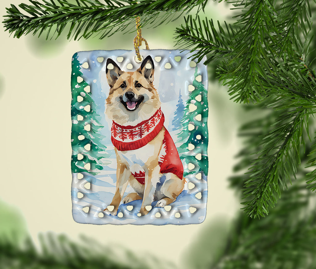 Norwegian Buhund Christmas Porcelain Ornament Christmas Tree Hanging Decorations for Home Christmas Holiday, Rectangle, Gift, Multicolor