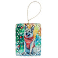 Norwegian Elkhound Christmas Porcelain Ornament Christmas Tree Hanging Decorations for Home Christmas Holiday, Rectangle, Gift, Multicolor