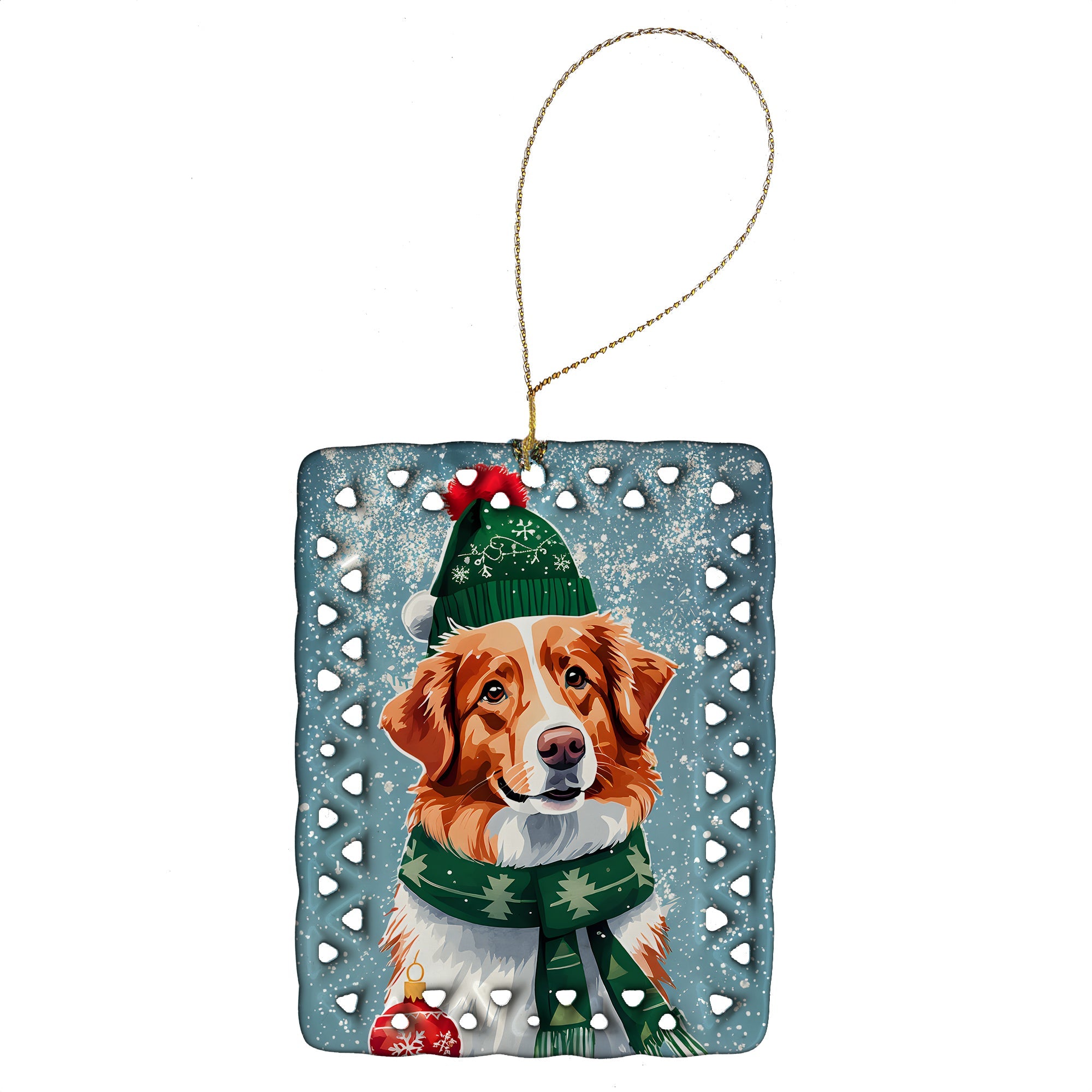 Nova Scotia Duck Toller Christmas Porcelain Ornament Christmas Tree Hanging Decorations for Home Christmas Holiday, Rectangle, Gift, Multicolor