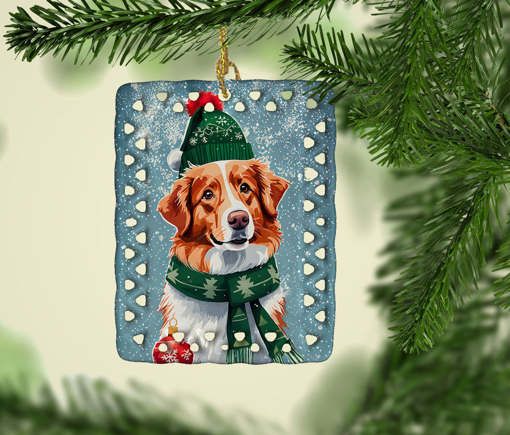 Nova Scotia Duck Toller Christmas Porcelain Ornament Christmas Tree Hanging Decorations for Home Christmas Holiday, Rectangle, Gift, Multicolor