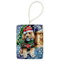 Petit Basset Griffon Vendeen Christmas Porcelain Ornament Christmas Tree Hanging Decorations for Home Christmas Holiday, Rectangle, Gift, Multicolor