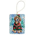 Petit Basset Griffon Vendeen Christmas Porcelain Ornament Christmas Tree Hanging Decorations for Home Christmas Holiday, Rectangle, Gift, Multicolor