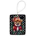 Pomeranian Christmas Porcelain Ornament Christmas Tree Hanging Decorations for Home Christmas Holiday, Rectangle, Gift, Multicolor