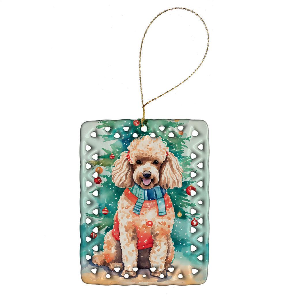 Poodle Christmas Porcelain Ornament Christmas Tree Hanging Decorations for Home Christmas Holiday, Rectangle, Gift, Multicolor