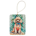 Poodle Christmas Porcelain Ornament Christmas Tree Hanging Decorations for Home Christmas Holiday, Rectangle, Gift, Multicolor