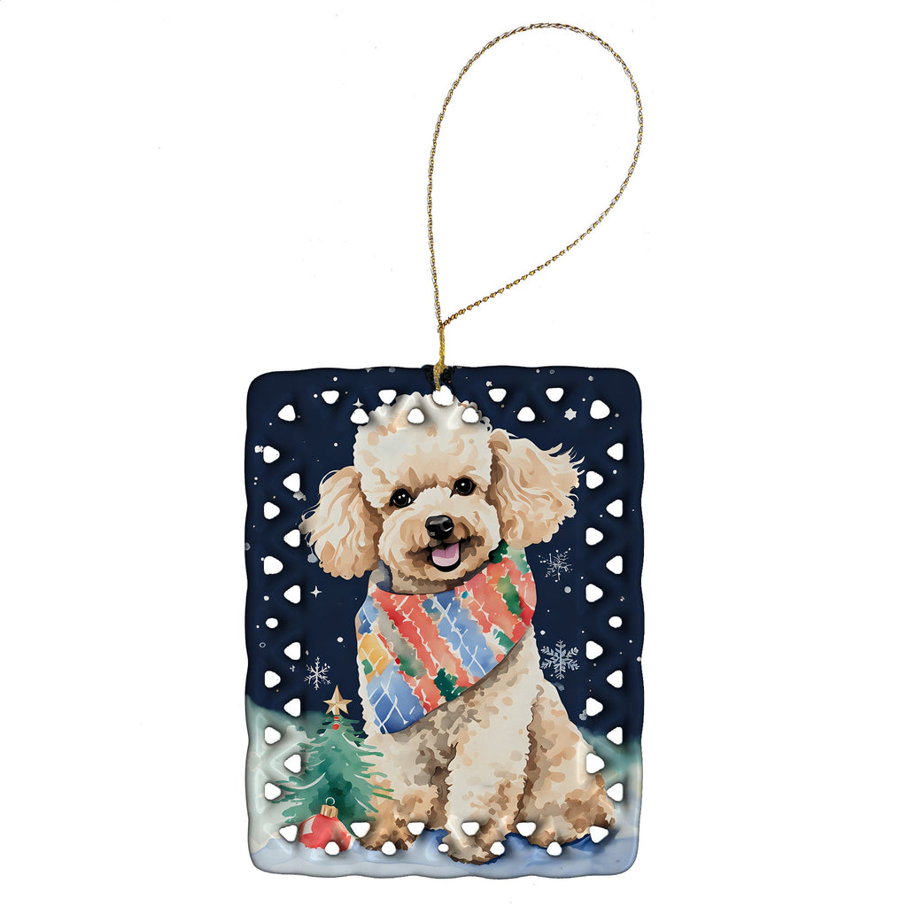 Poodle Christmas Porcelain Ornament Christmas Tree Hanging Decorations for Home Christmas Holiday, Rectangle, Gift, Multicolor