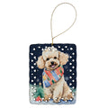 Poodle Christmas Porcelain Ornament Christmas Tree Hanging Decorations for Home Christmas Holiday, Rectangle, Gift, Multicolor