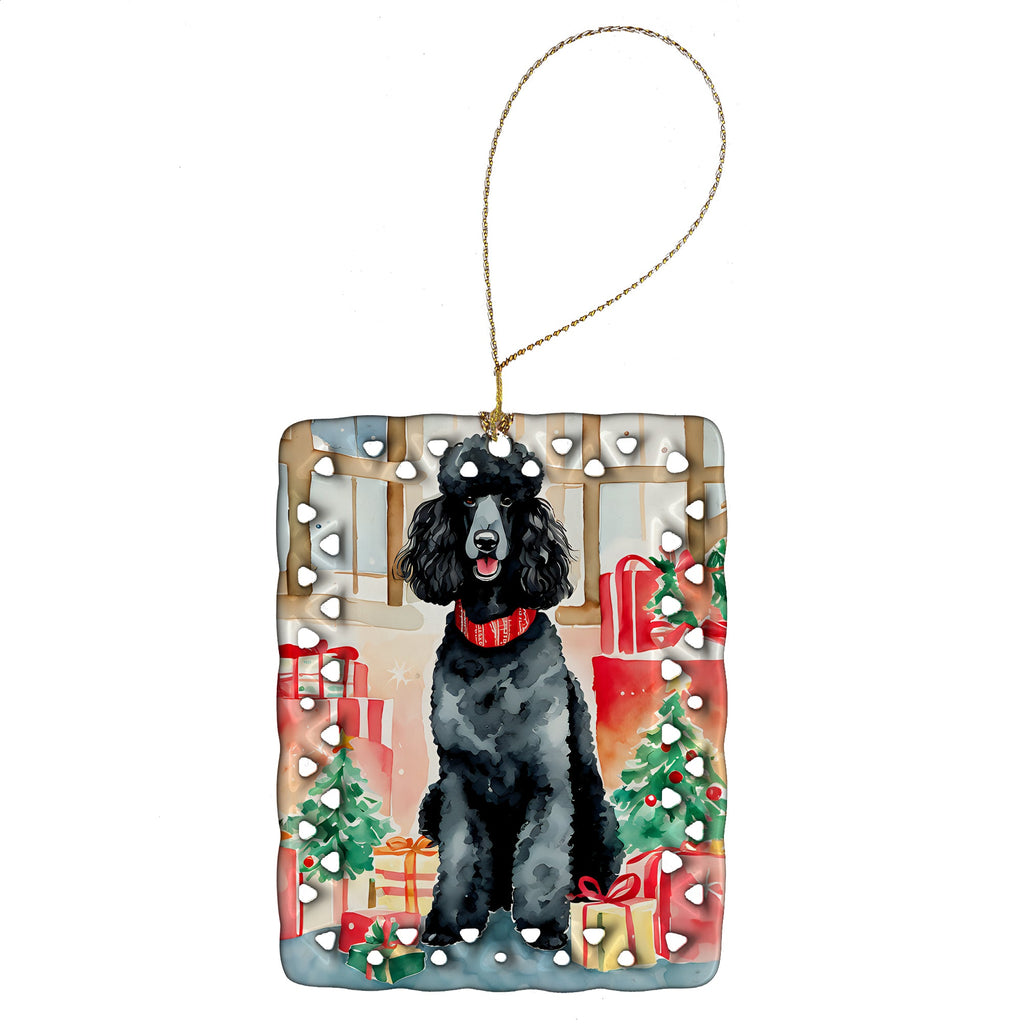 Poodle Christmas Porcelain Ornament Christmas Tree Hanging Decorations for Home Christmas Holiday, Rectangle, Gift, Multicolor
