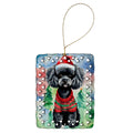 Poodle Christmas Porcelain Ornament Christmas Tree Hanging Decorations for Home Christmas Holiday, Rectangle, Gift, Multicolor