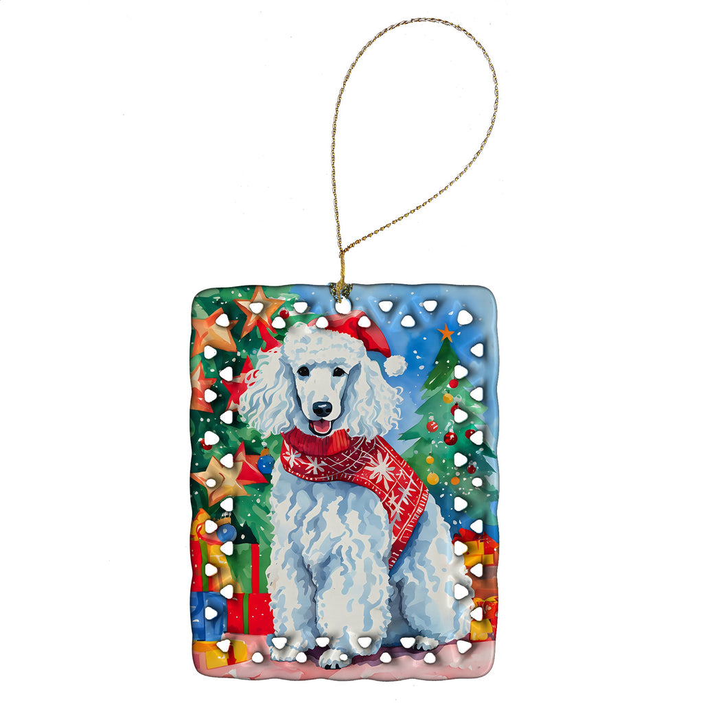 Poodle Christmas Porcelain Ornament Christmas Tree Hanging Decorations for Home Christmas Holiday, Rectangle, Gift, Multicolor