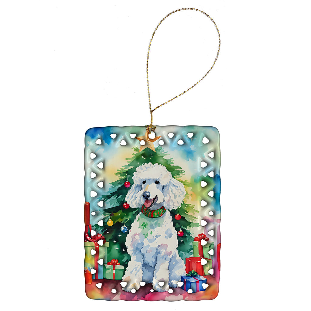 Poodle Christmas Porcelain Ornament Christmas Tree Hanging Decorations for Home Christmas Holiday, Rectangle, Gift, Multicolor