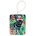 Pug Christmas Porcelain Ornament Christmas Tree Hanging Decorations for Home Christmas Holiday, Rectangle, Gift, Multicolor