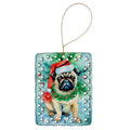 Pug Christmas Porcelain Ornament Christmas Tree Hanging Decorations for Home Christmas Holiday, Rectangle, Gift, Multicolor