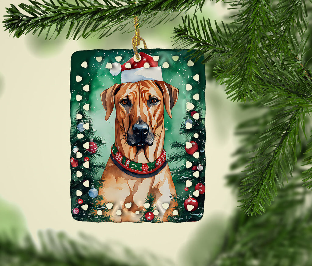 Rhodesian Ridgeback Christmas Porcelain Ornament Christmas Tree Hanging Decorations for Home Christmas Holiday, Rectangle, Gift, Multicolor