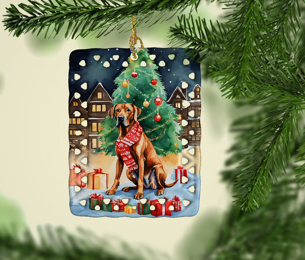 Rhodesian Ridgeback Christmas Porcelain Ornament Christmas Tree Hanging Decorations for Home Christmas Holiday, Rectangle, Gift, Multicolor