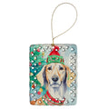 Saluki Christmas Porcelain Ornament Christmas Tree Hanging Decorations for Home Christmas Holiday, Rectangle, Gift, Multicolor