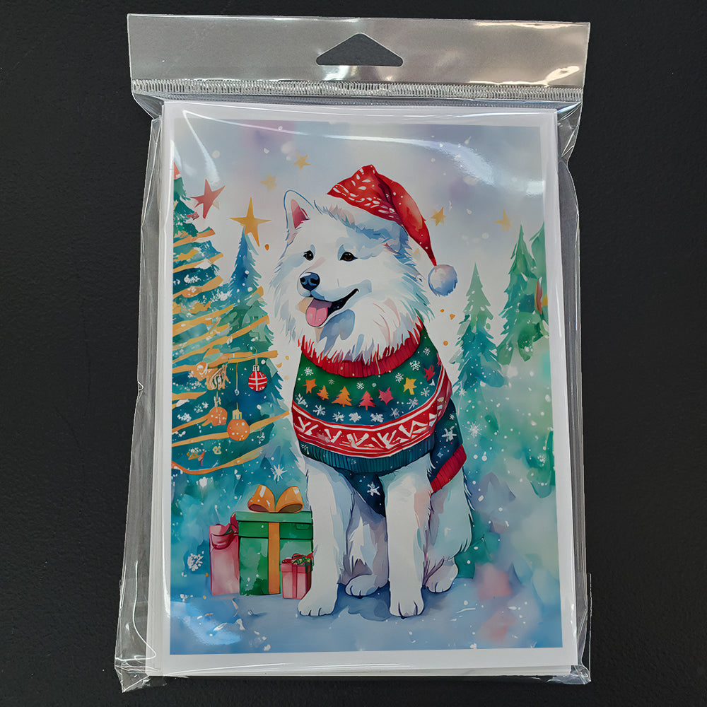 Samoyed Christmas Greeting Cards Pack of 8 Blank Cards with Envelopes Whimsical A7 Size 5x7