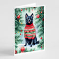 Schipperke Christmas Greeting Cards Pack of 8 Blank Cards with Envelopes Whimsical A7 Size 5x7