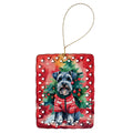 Schnauzer Christmas Porcelain Ornament Christmas Tree Hanging Decorations for Home Christmas Holiday, Rectangle, Gift, Multicolor