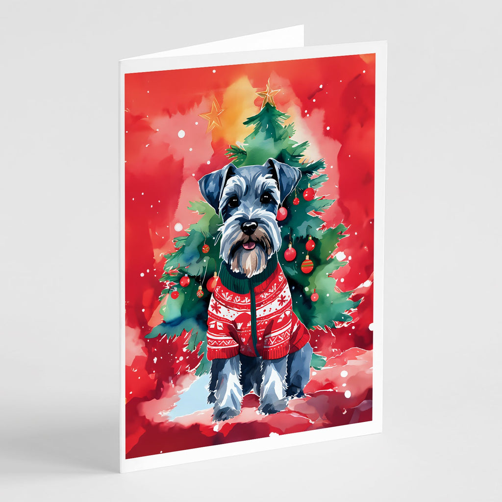 Schnauzer Christmas Greeting Cards Pack of 8 Blank Cards with Envelopes Whimsical A7 Size 5x7