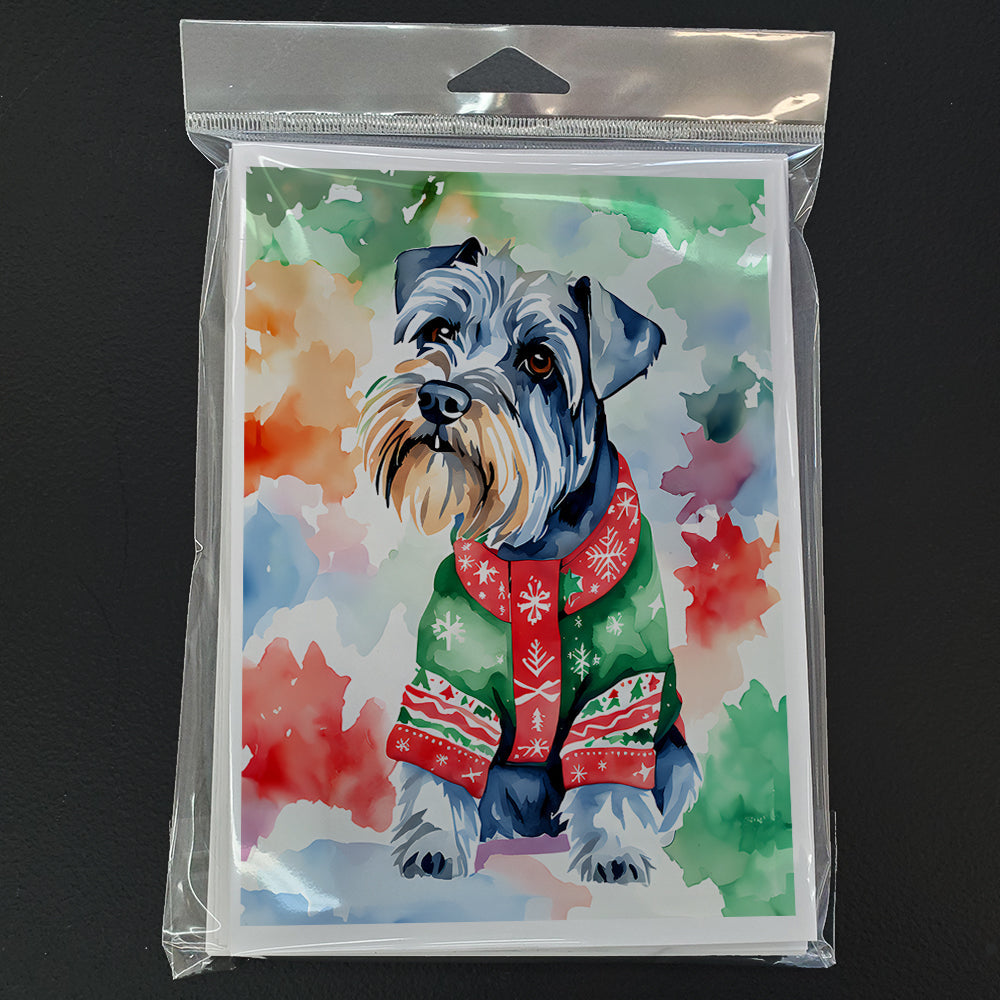 Schnauzer Christmas Greeting Cards Pack of 8 Blank Cards with Envelopes Whimsical A7 Size 5x7