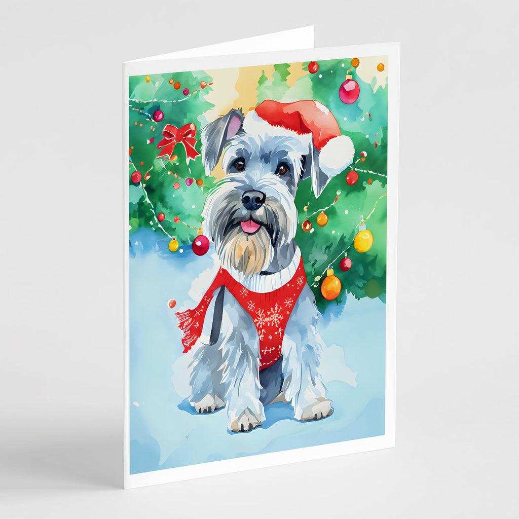 Schnauzer Christmas Greeting Cards Pack of 8 Blank Cards with Envelopes Whimsical A7 Size 5x7