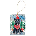 Scottish Terrier Christmas Porcelain Ornament Christmas Tree Hanging Decorations for Home Christmas Holiday, Rectangle, Gift, Multicolor