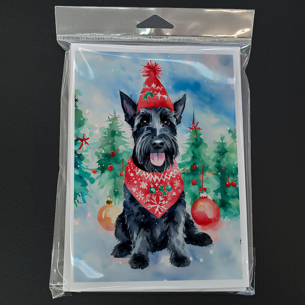 Scottish Terrier Christmas Greeting Cards Pack of 8 Blank Cards with Envelopes Whimsical A7 Size 5x7