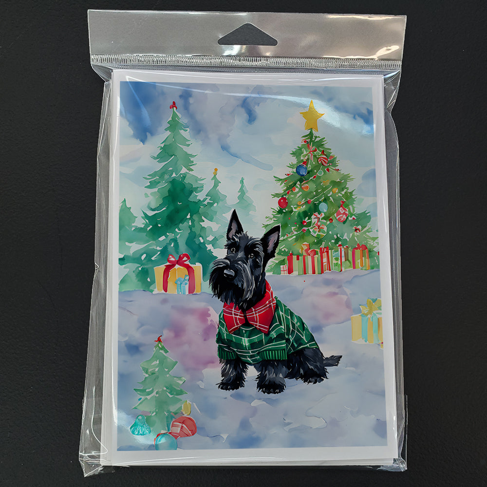 Scottish Terrier Christmas Greeting Cards Pack of 8 Blank Cards with Envelopes Whimsical A7 Size 5x7