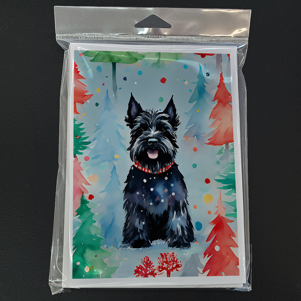 Scottish Terrier Christmas Greeting Cards Pack of 8 Blank Cards with Envelopes Whimsical A7 Size 5x7