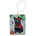 Scottish Terrier Christmas Porcelain Ornament Christmas Tree Hanging Decorations for Home Christmas Holiday, Rectangle, Gift, Multicolor