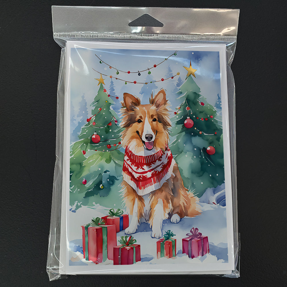 Sheltie Christmas Greeting Cards Pack of 8 Blank Cards with Envelopes Whimsical A7 Size 5x7