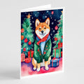 Shiba Inu Christmas Greeting Cards Pack of 8 Blank Cards with Envelopes Whimsical A7 Size 5x7