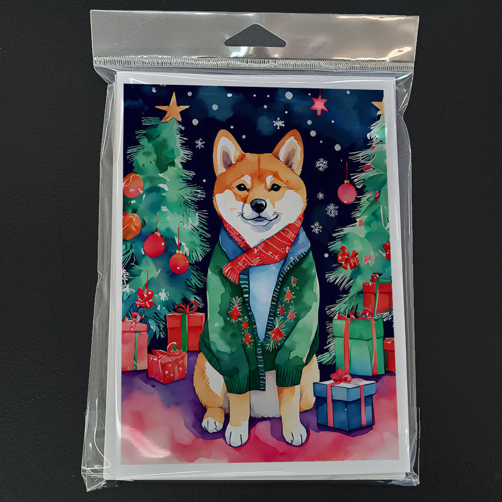 Shiba Inu Christmas Greeting Cards Pack of 8 Blank Cards with Envelopes Whimsical A7 Size 5x7