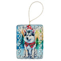 Siberian Husky Christmas Porcelain Ornament Christmas Tree Hanging Decorations for Home Christmas Holiday, Rectangle, Gift, Multicolor