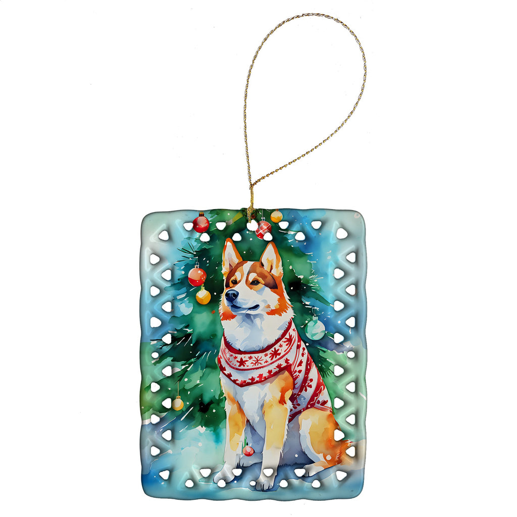 Siberian Husky Christmas Porcelain Ornament Christmas Tree Hanging Decorations for Home Christmas Holiday, Rectangle, Gift, Multicolor
