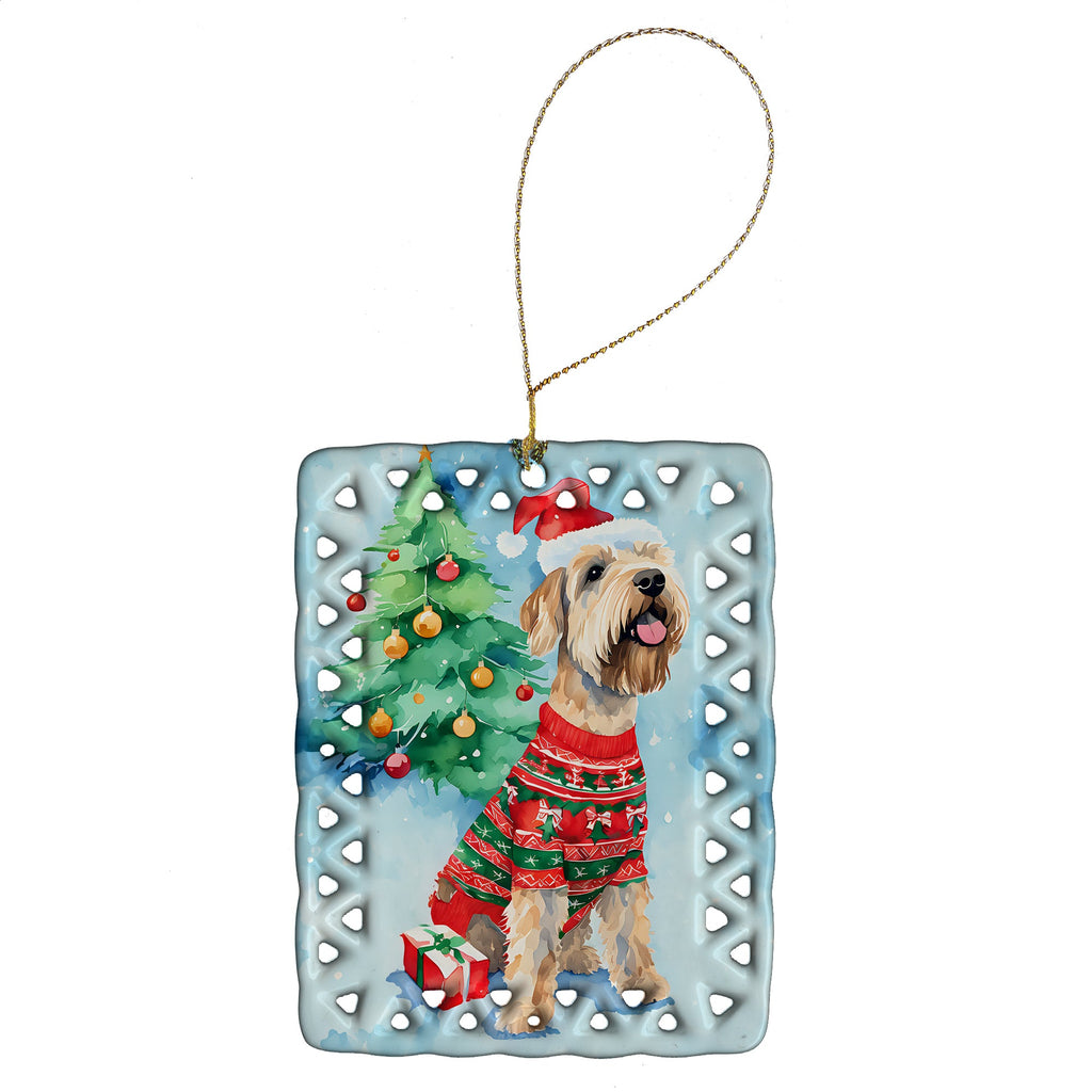Wheaten Terrier Christmas Porcelain Ornament Christmas Tree Hanging Decorations for Home Christmas Holiday, Rectangle, Gift, Multicolor