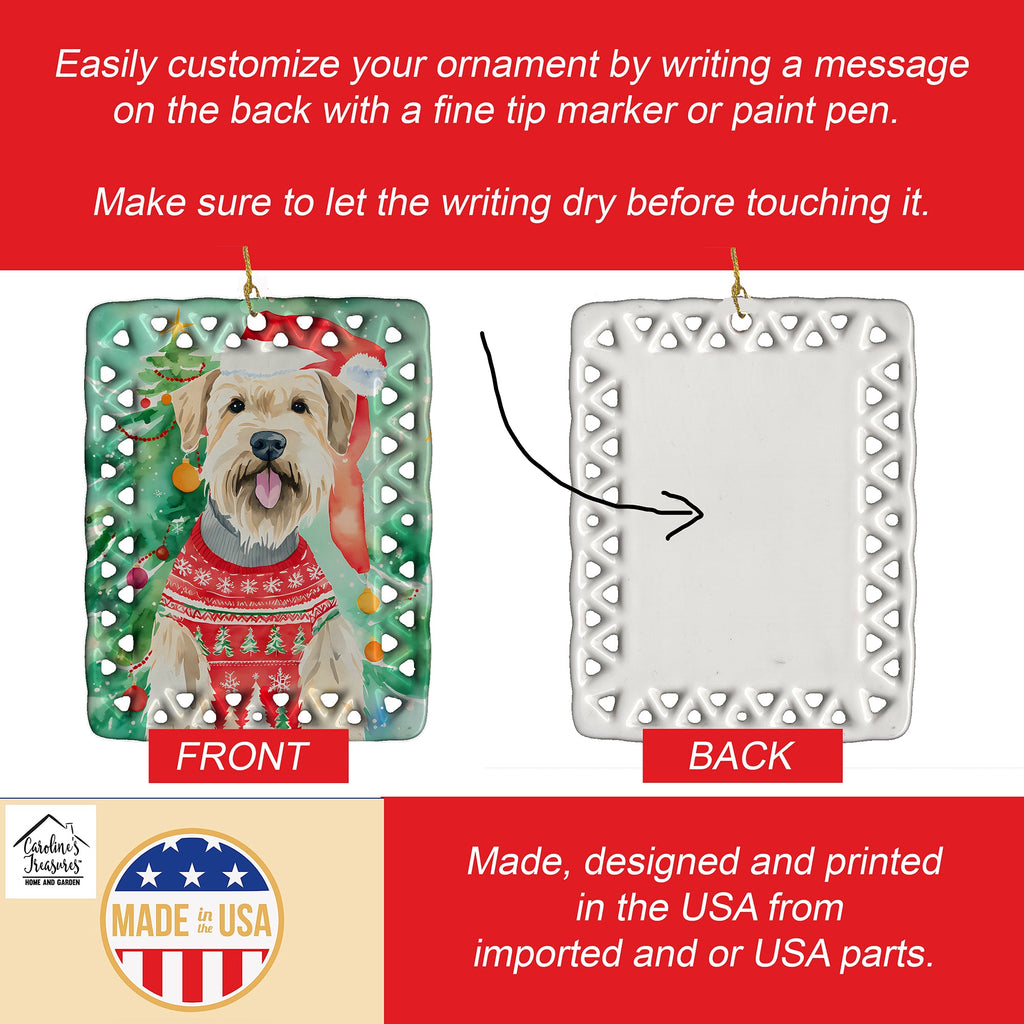 Wheaten Terrier Christmas Porcelain Ornament Christmas Tree Hanging Decorations for Home Christmas Holiday, Rectangle, Gift, Multicolor