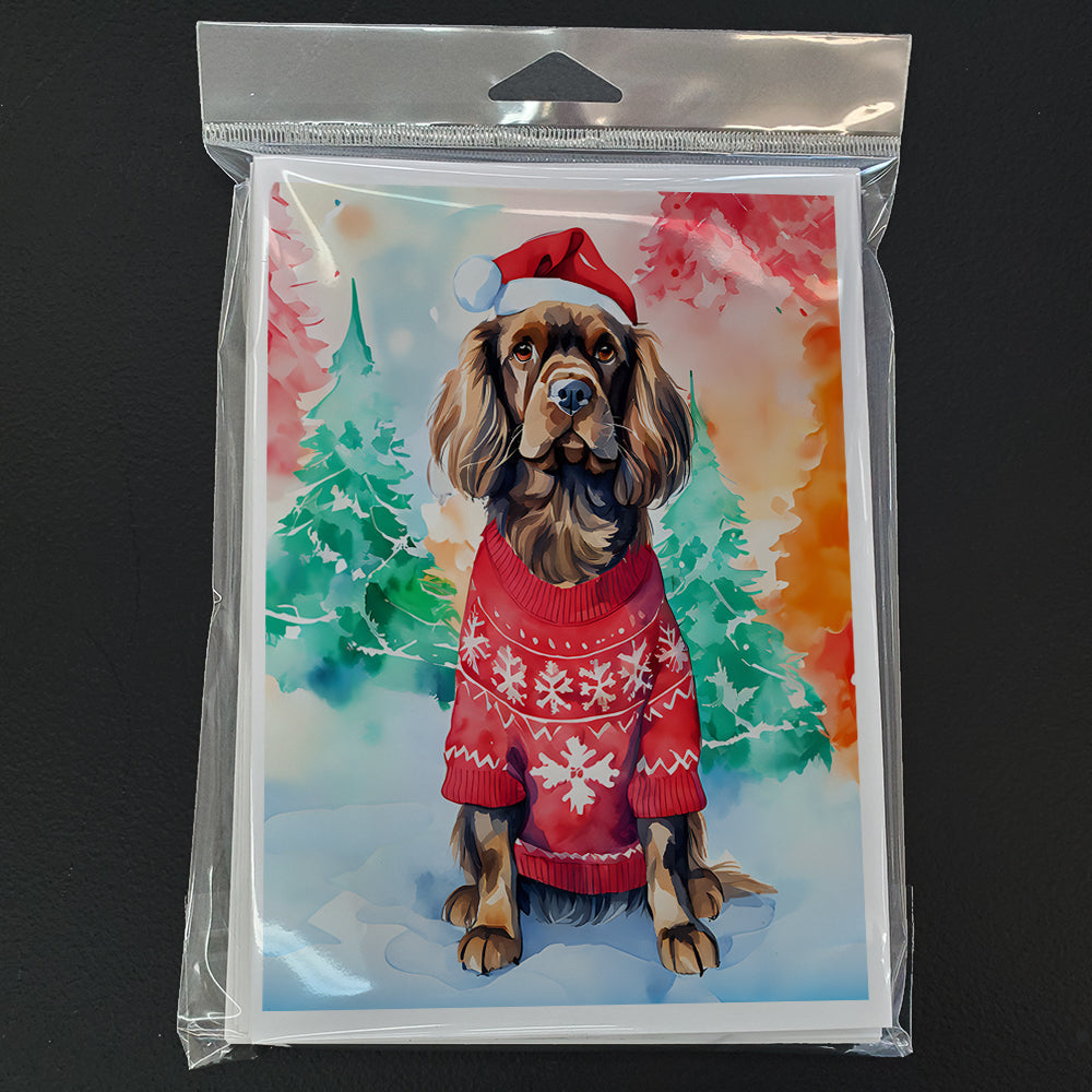 Sussex Spaniel Christmas Greeting Cards Pack of 8 Blank Cards with Envelopes Whimsical A7 Size 5x7
