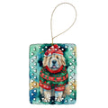 Tibetan Mastiff Christmas Porcelain Ornament Christmas Tree Hanging Decorations for Home Christmas Holiday, Rectangle, Gift, Multicolor