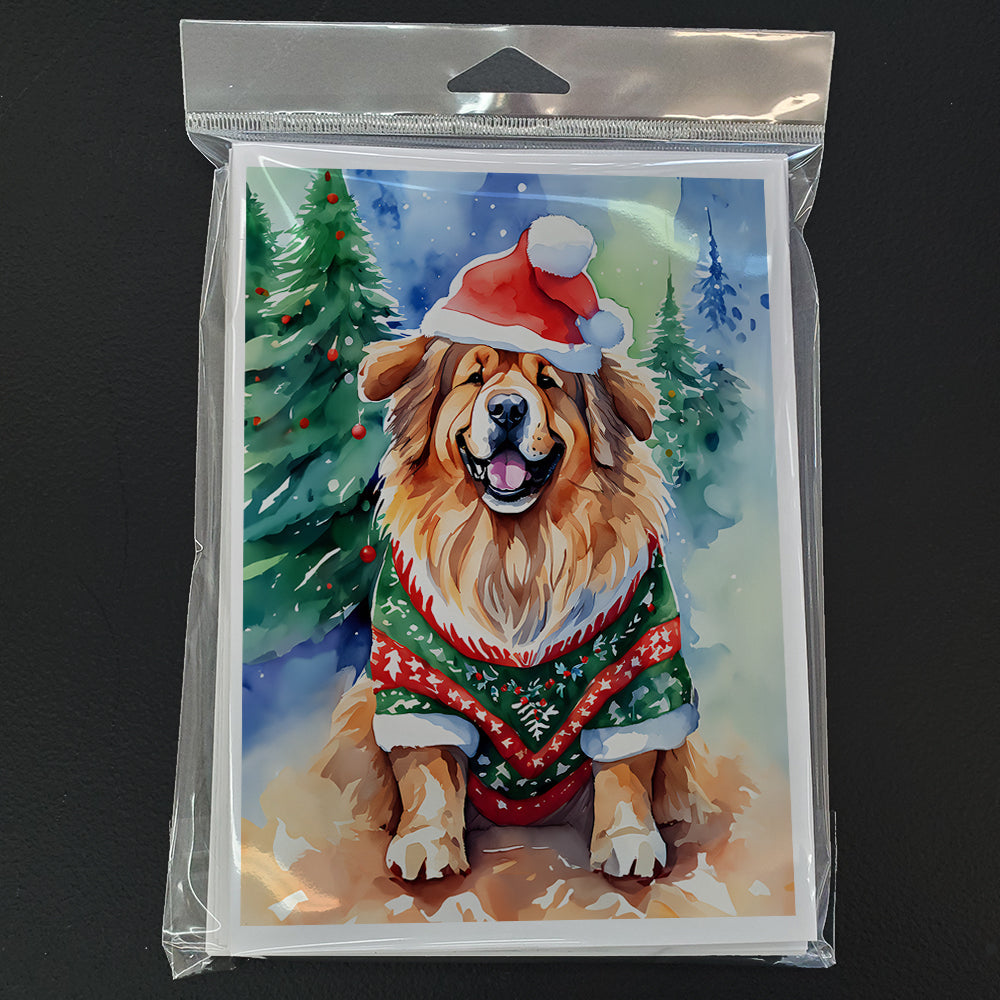 Tibetan Mastiff Christmas Greeting Cards Pack of 8 Blank Cards with Envelopes Whimsical A7 Size 5x7