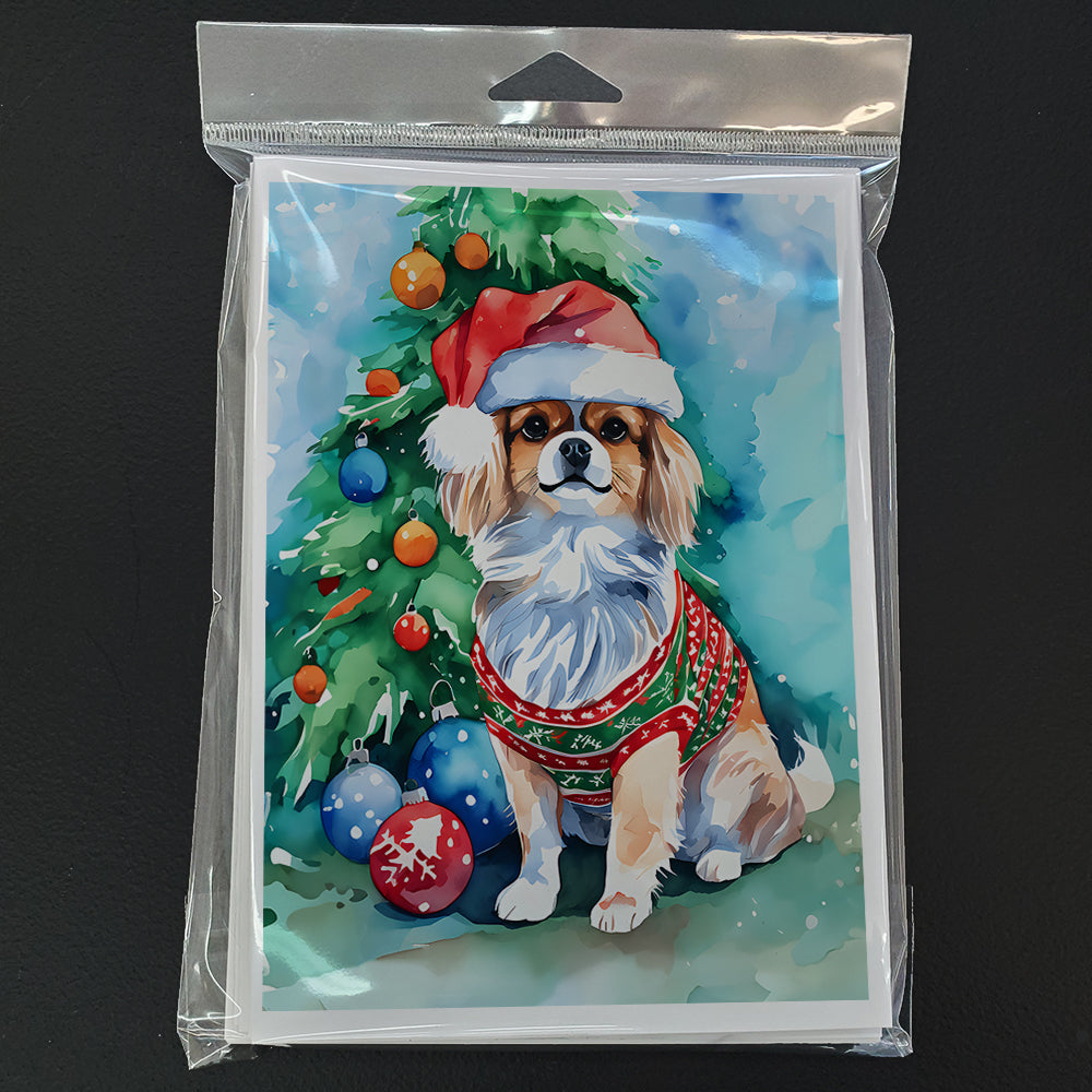 Tibetan Spaniel Christmas Greeting Cards Pack of 8 Blank Cards with Envelopes Whimsical A7 Size 5x7