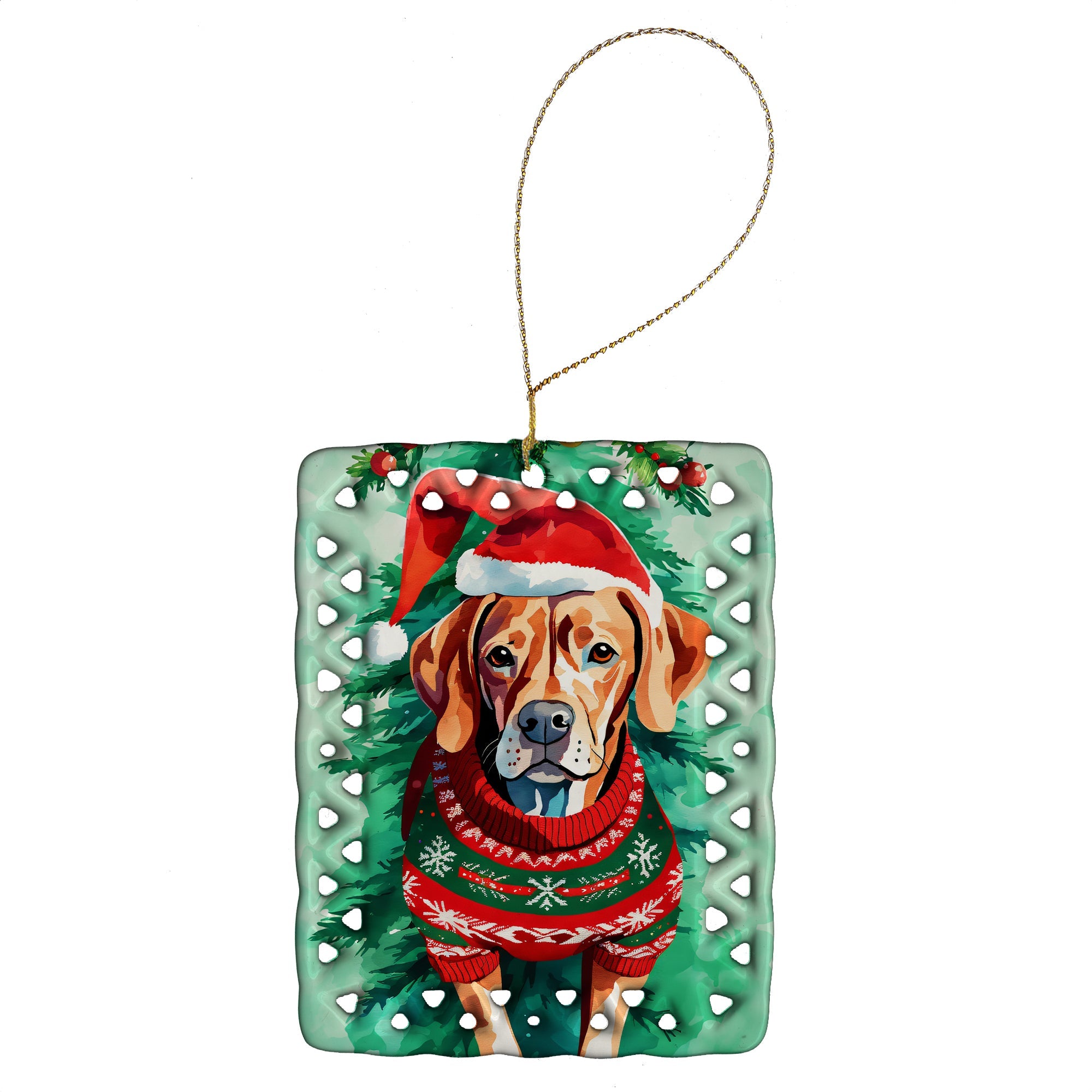 Vizsla Christmas Porcelain Ornament Christmas Tree Hanging Decorations for Home Christmas Holiday, Rectangle, Gift, Multicolor