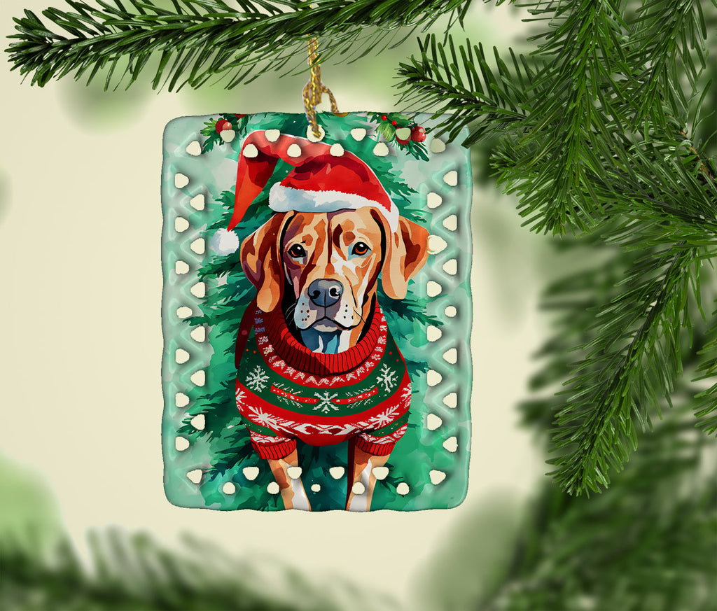 Vizsla Christmas Porcelain Ornament Christmas Tree Hanging Decorations for Home Christmas Holiday, Rectangle, Gift, Multicolor