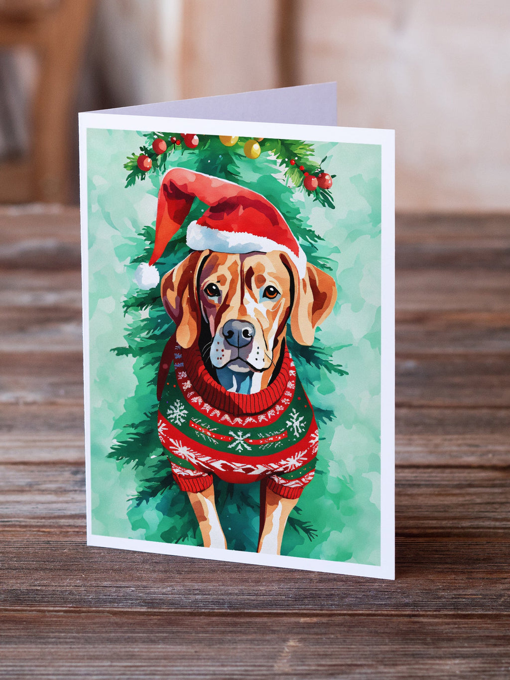 Vizsla Christmas Greeting Cards Pack of 8 Blank Cards with Envelopes Whimsical A7 Size 5x7
