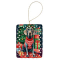 Weimaraner Christmas Porcelain Ornament Christmas Tree Hanging Decorations for Home Christmas Holiday, Rectangle, Gift, Multicolor