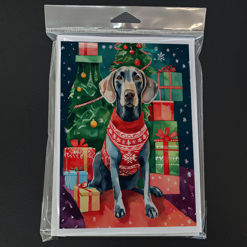 Weimaraner Christmas Greeting Cards Pack of 8 Blank Cards with Envelopes Whimsical A7 Size 5x7