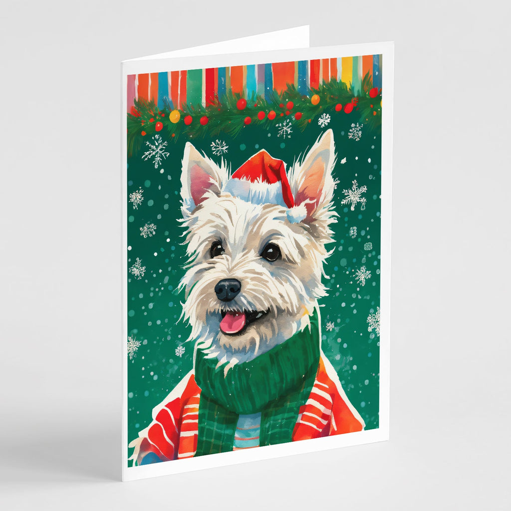 Westie Christmas Greeting Cards Pack of 8 Blank Cards with Envelopes Whimsical A7 Size 5x7